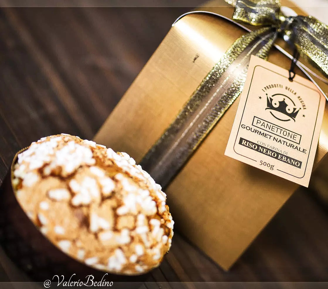 Panettone Tradizionale (Uvetta e Arancia candita)- con farina di riso Nero Ebano e miele di Acacia 500g